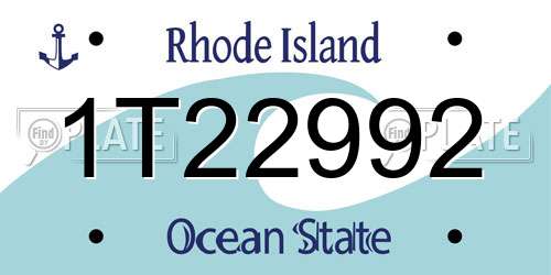 1T22992 Rhode Island License Plate