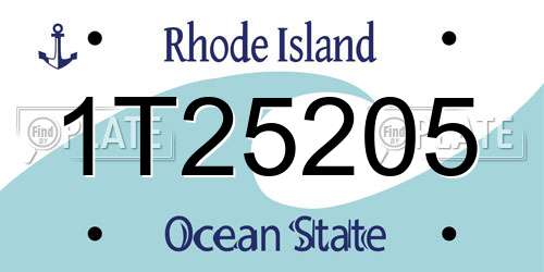 1T25205 Rhode Island License Plate
