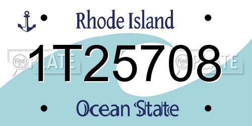 1T25708 Rhode Island License Plate