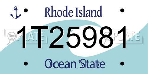 1T25981 Rhode Island License Plate