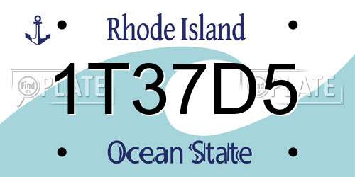 1T37D5 Rhode Island License Plate