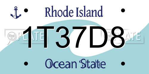 1T37D8 Rhode Island License Plate