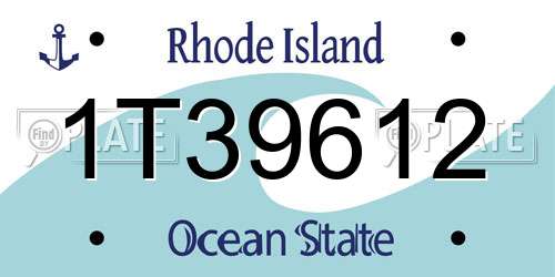 1T39612 Rhode Island License Plate