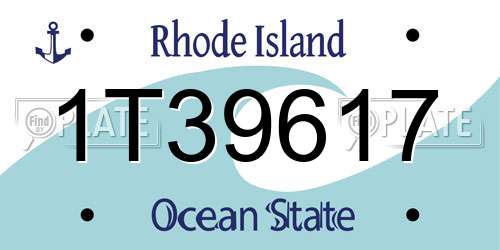 1T39617 Rhode Island License Plate
