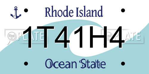 1T41H4 Rhode Island License Plate