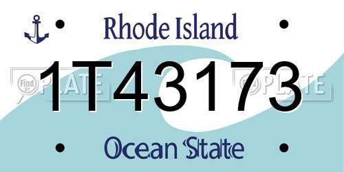 1T43173 Rhode Island License Plate