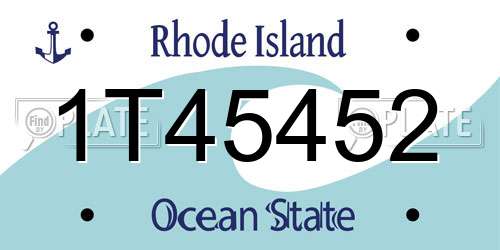1T45452 Rhode Island License Plate