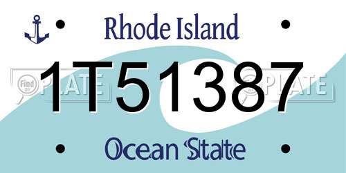 1T51387 Rhode Island License Plate