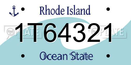 1T64321 Rhode Island License Plate
