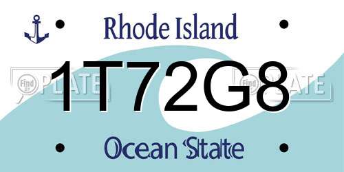 1T72G8 Rhode Island License Plate