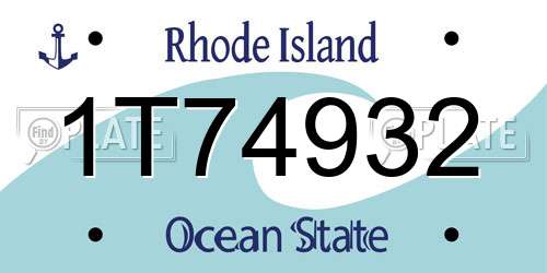 1T74932 Rhode Island License Plate