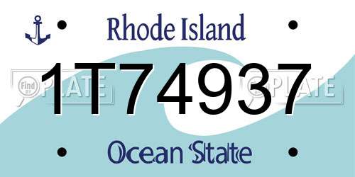 1T74937 Rhode Island License Plate