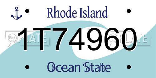 1T74960 Rhode Island License Plate