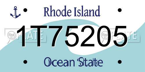 1T75205 Rhode Island License Plate