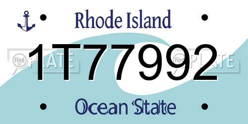 1T77992 Rhode Island License Plate