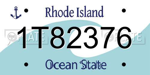 1T82376 Rhode Island License Plate
