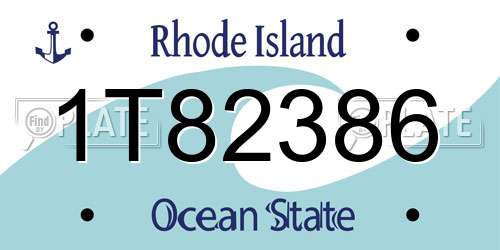 1T82386 Rhode Island License Plate