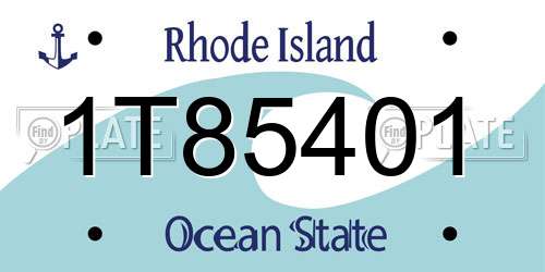 1T85401 Rhode Island License Plate