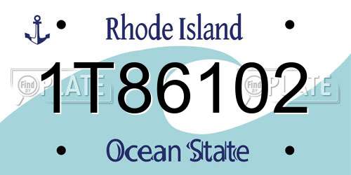 1T86102 Rhode Island License Plate