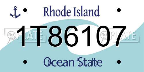 1T86107 Rhode Island License Plate