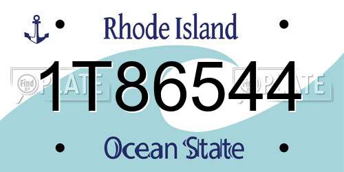 1T86544 Rhode Island License Plate