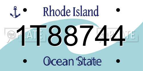 1T88744 Rhode Island License Plate