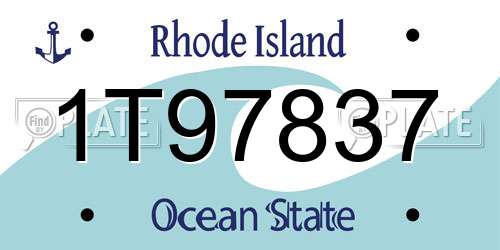 1T97837 Rhode Island License Plate