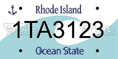 1TA3123 Rhode Island License Plate