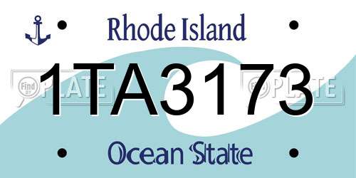 1TA3173 Rhode Island License Plate