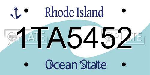 1TA5452 Rhode Island License Plate