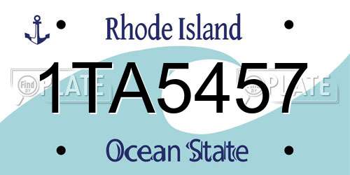 1TA5457 Rhode Island License Plate
