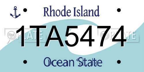 1TA5474 Rhode Island License Plate