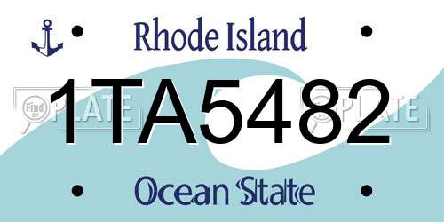 1TA5482 Rhode Island License Plate