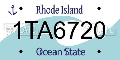 1TA6720 Rhode Island License Plate