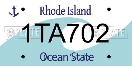 1TA702 Rhode Island License Plate