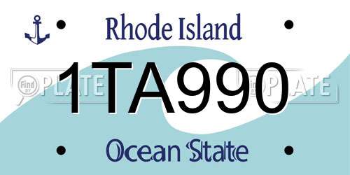1TA990 Rhode Island License Plate