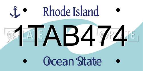1TAB474 Rhode Island License Plate