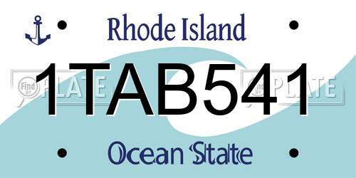 1TAB541 Rhode Island License Plate