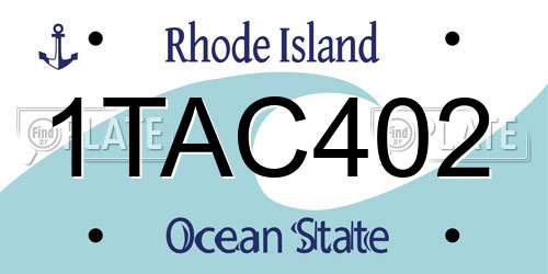 1TAC402 Rhode Island License Plate
