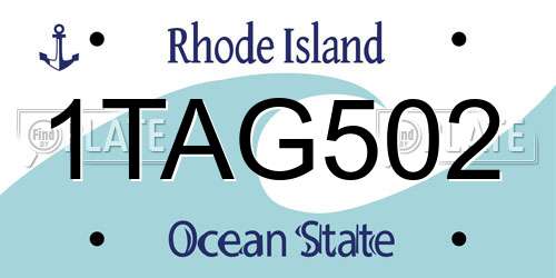 1TAG502 Rhode Island License Plate