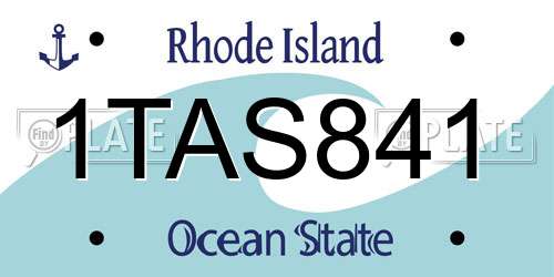 1TAS841 Rhode Island License Plate