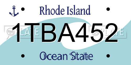 1TBA452 Rhode Island License Plate