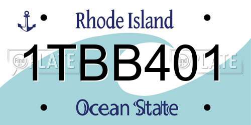 1TBB401 Rhode Island License Plate