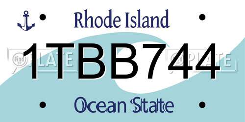 1TBB744 Rhode Island License Plate