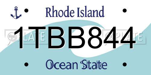 1TBB844 Rhode Island License Plate