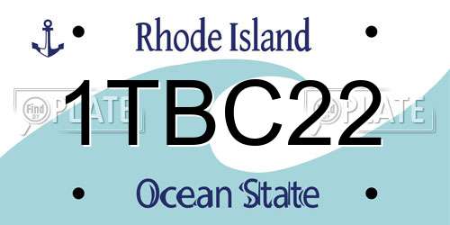 1TBC22 Rhode Island License Plate