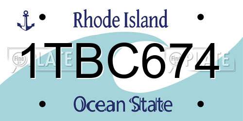1TBC674 Rhode Island License Plate