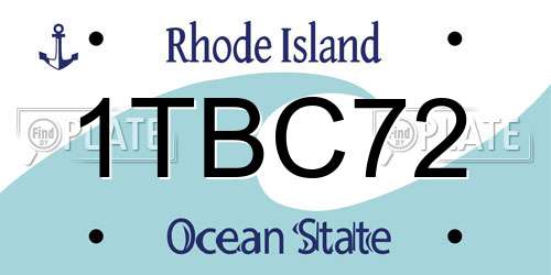 1TBC72 Rhode Island License Plate