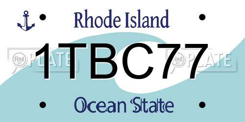 1TBC77 Rhode Island License Plate