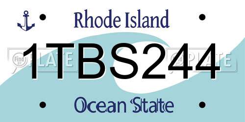 1TBS244 Rhode Island License Plate